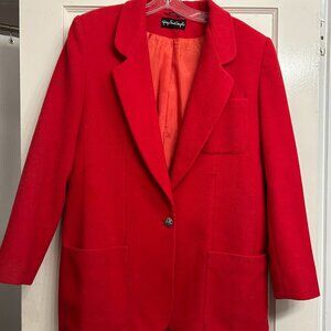 VTG Giorgio Sant' Angelo Women's 100% Wool RED Blazer One Button Silver Size‎ 12